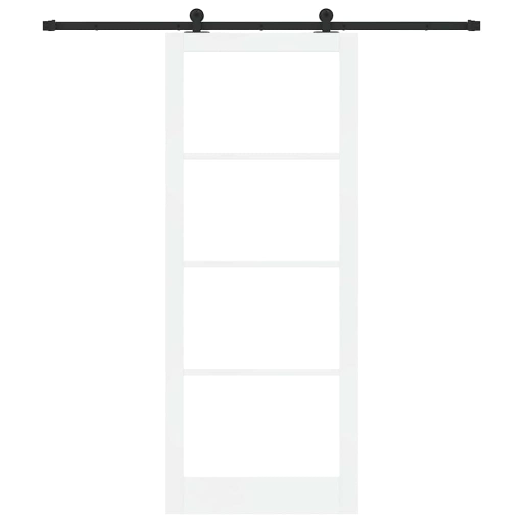 Sliding Door ORKDAL White 93 x 232 cm Solid Pine Wood and Glass