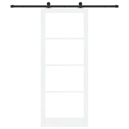 Sliding Door ORKDAL White 93 x 232 cm Solid Pine Wood and Glass