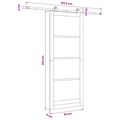 Sliding Door ORKDAL White 93 x 232 cm Solid Pine Wood and Glass