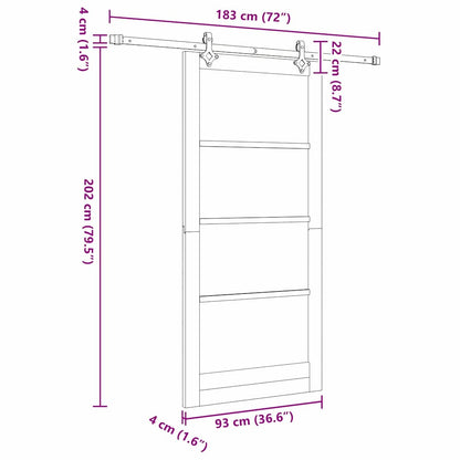 Sliding Door ORKDAL White and Black 93 x 202 cm