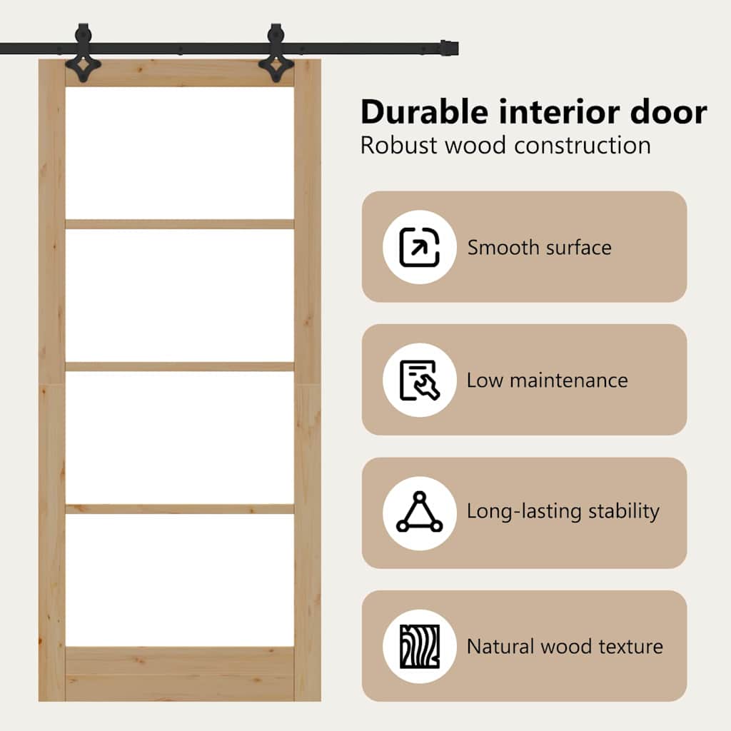 Sliding Door ORKDAL Natural and Black 93 x 211 cm