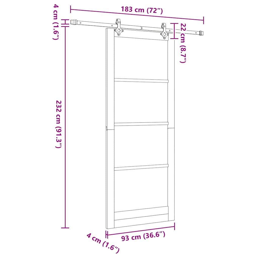 Sliding Door ORKDAL White and Black 93 x 232 cm