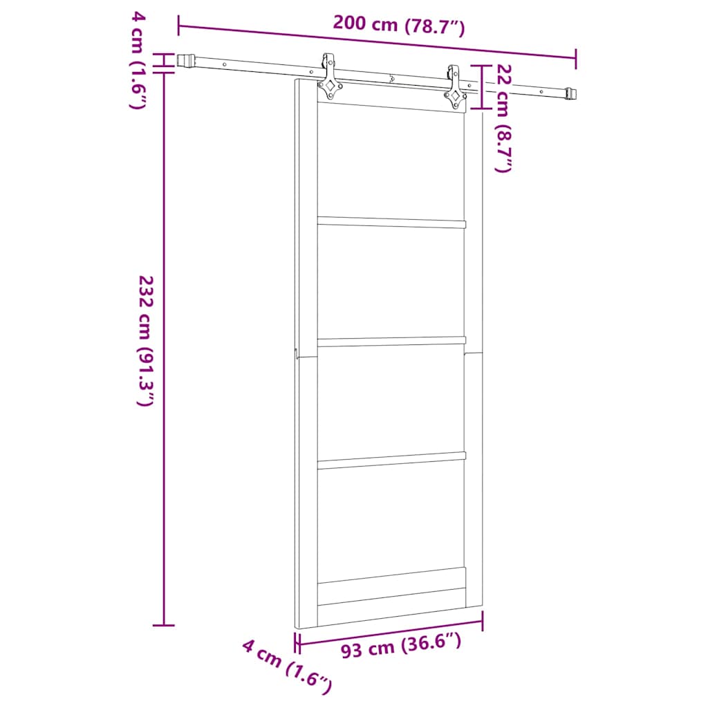 Sliding Door ORKDAL White and Black 93 x 232 cm