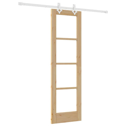 Sliding Door Natural 61 x 198.5 cm Solid Pine Wood and Glass