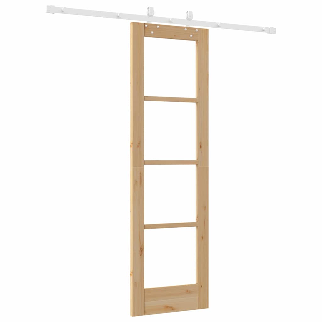 Sliding Door Natural 61 x 198.5 cm Solid Pine Wood and Glass