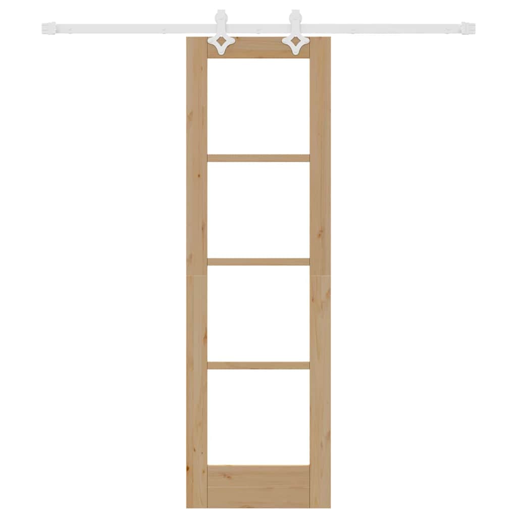 Sliding Door Natural 61 x 198.5 cm Solid Pine Wood and Glass