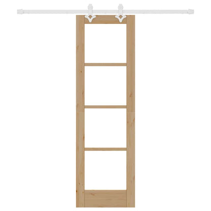 Sliding Door Natural 61 x 198.5 cm Solid Pine Wood and Glass