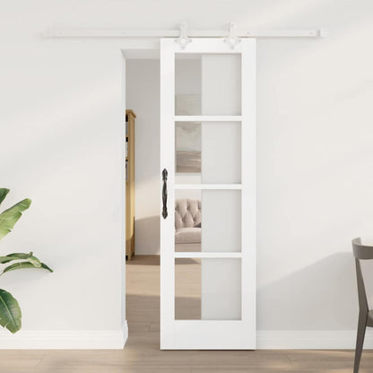 Sliding Door White 61 x 198.5 cm Solid Pine Wood and Glass