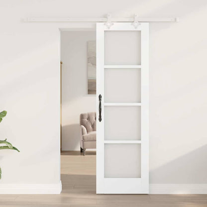 Sliding Door White 61 x 198.5 cm Solid Pine Wood and Glass