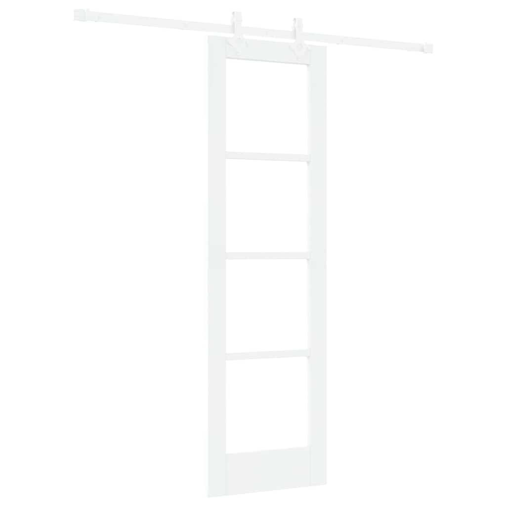 Sliding Door White 61 x 198.5 cm Solid Pine Wood and Glass