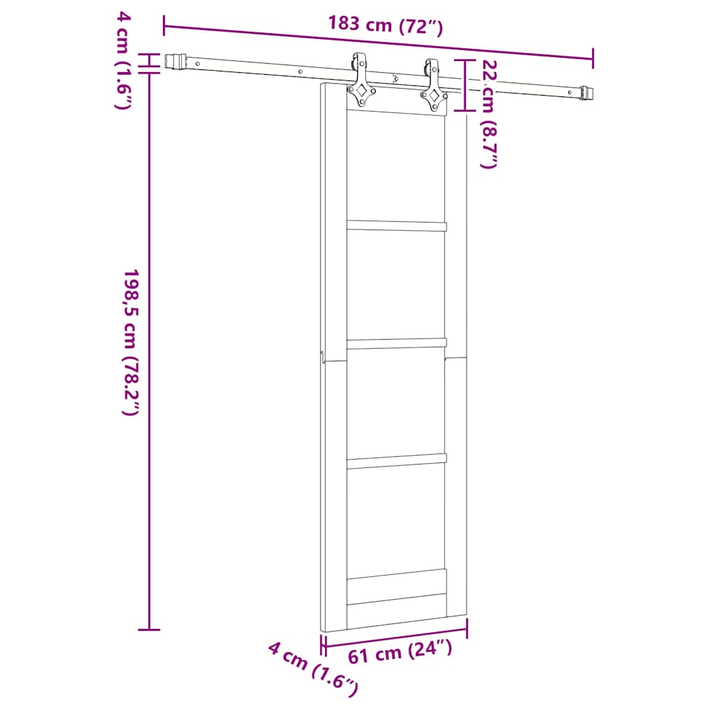 Sliding Door White 61 x 198.5 cm Solid Pine Wood and Glass