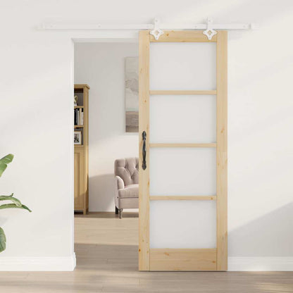 Sliding Door Natural 73.5 x 198.5 cm Solid Pine Wood and Glass