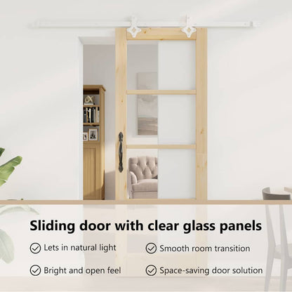 Sliding Door Natural 73.5 x 198.5 cm Solid Pine Wood and Glass