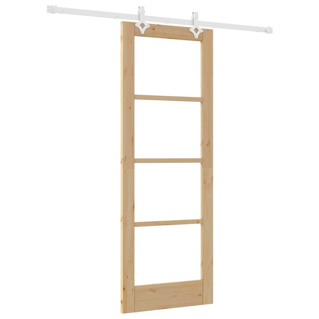 Sliding Door Natural 73.5 x 198.5 cm Solid Pine Wood and Glass
