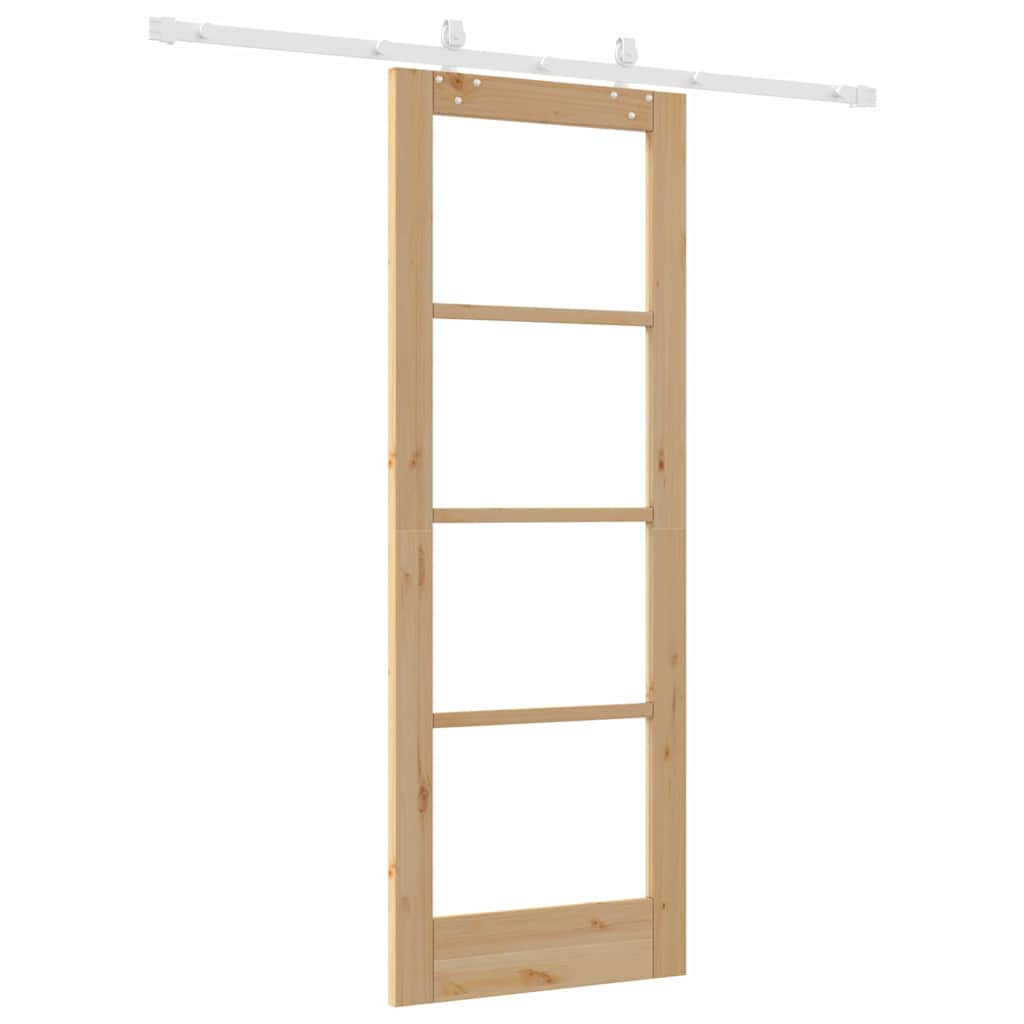 Sliding Door Natural 73.5 x 198.5 cm Solid Pine Wood and Glass