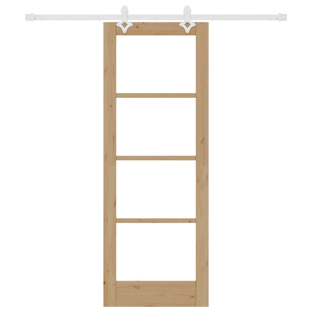 Sliding Door Natural 73.5 x 198.5 cm Solid Pine Wood and Glass