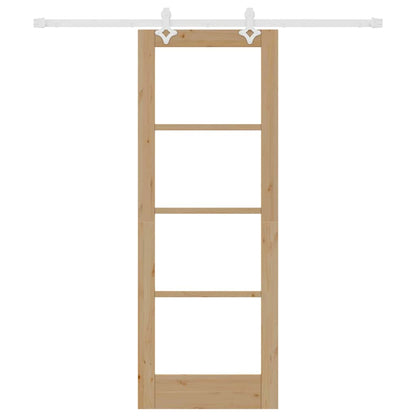 Sliding Door Natural 73.5 x 198.5 cm Solid Pine Wood and Glass