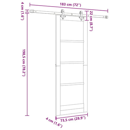 Sliding Door Natural 73.5 x 198.5 cm Solid Pine Wood and Glass