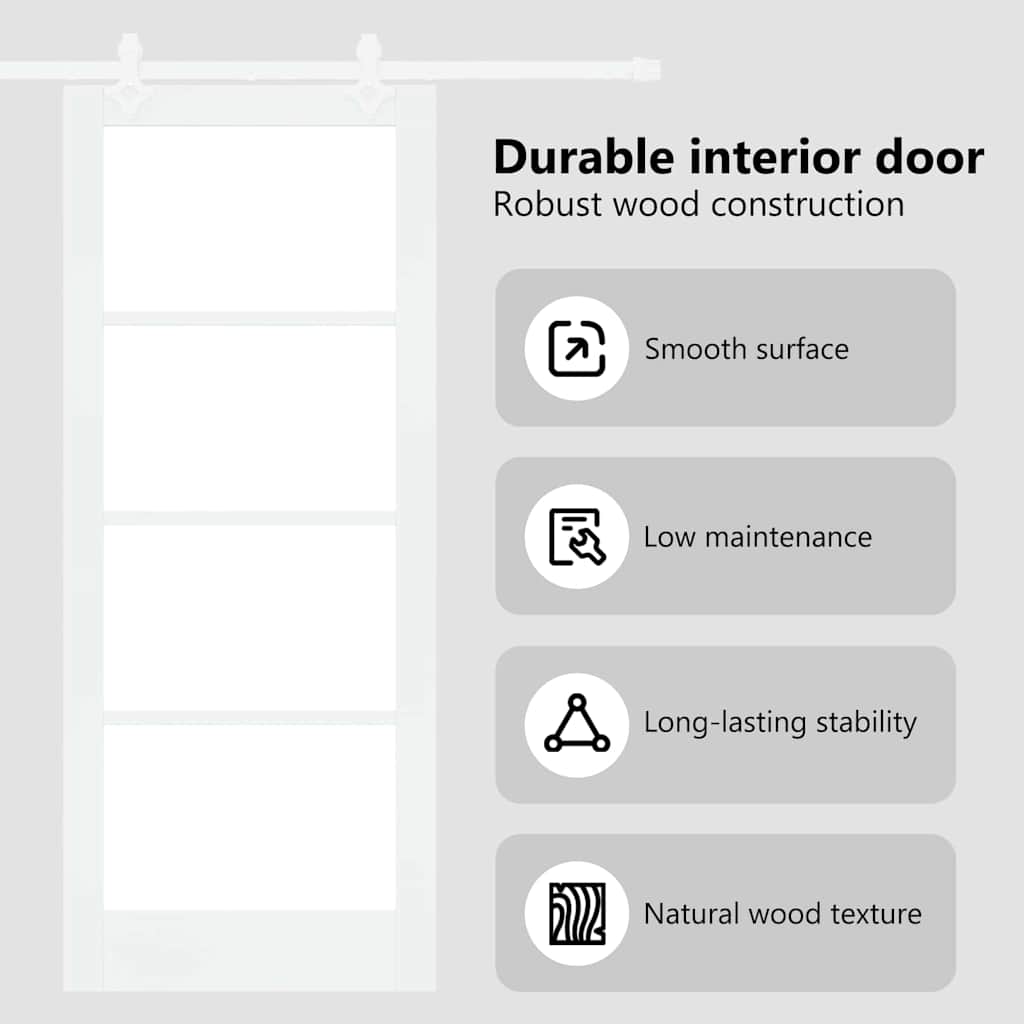 Sliding Door White 83 x 202 cm Solid Pine Wood and Glass