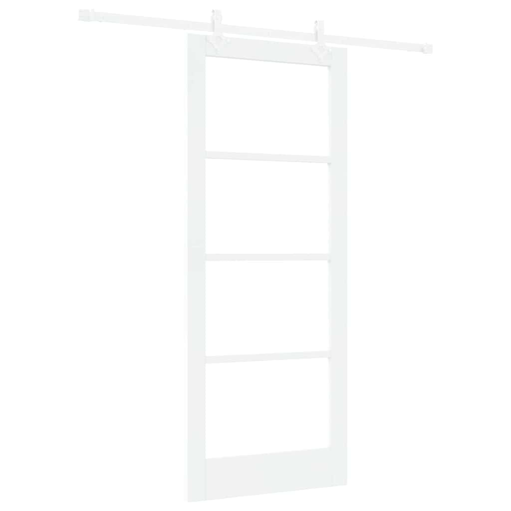 Sliding Door White 83 x 202 cm Solid Pine Wood and Glass