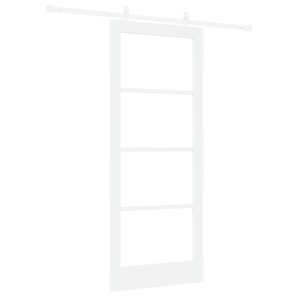 Sliding Door White 83 x 202 cm Solid Pine Wood and Glass