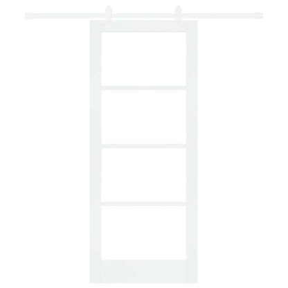 Sliding Door White 83 x 202 cm Solid Pine Wood and Glass