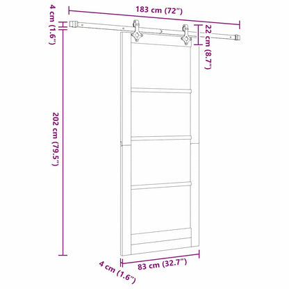 Sliding Door White 83 x 202 cm Solid Pine Wood and Glass