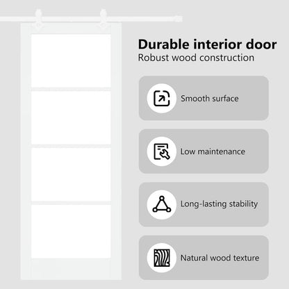 Sliding Door White 83 x 211 cm Solid Pine Wood and Glass
