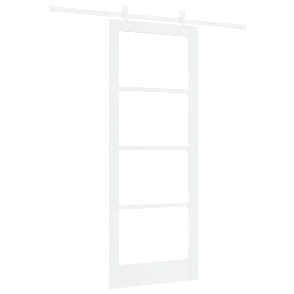 Sliding Door White 83 x 211 cm Solid Pine Wood and Glass