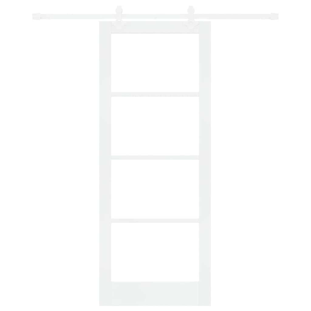 Sliding Door White 83 x 211 cm Solid Pine Wood and Glass