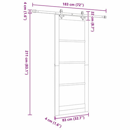Sliding Door White 83 x 211 cm Solid Pine Wood and Glass