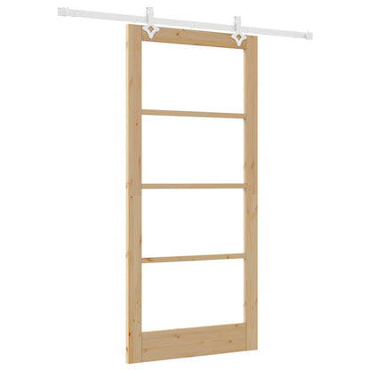 Sliding Door Natural 93 x 202 cm Solid Pine Wood and Glass