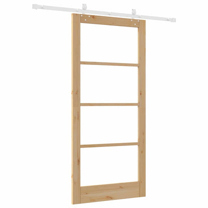 Sliding Door Natural 93 x 202 cm Solid Pine Wood and Glass