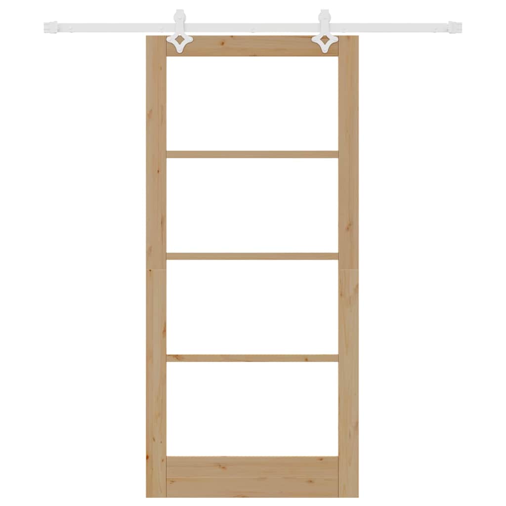 Sliding Door Natural 93 x 202 cm Solid Pine Wood and Glass