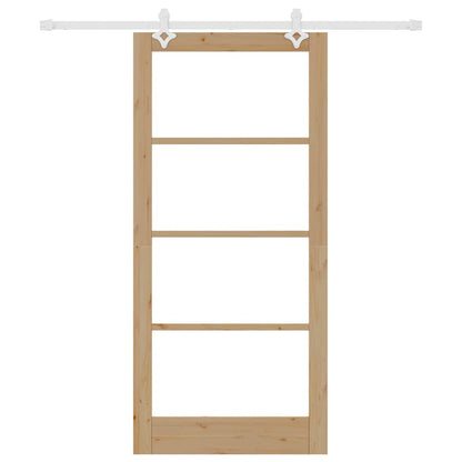Sliding Door Natural 93 x 202 cm Solid Pine Wood and Glass