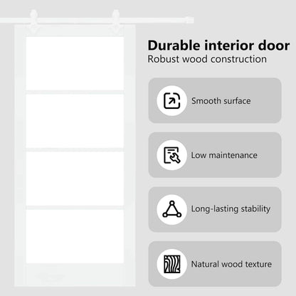 Sliding Door White 93 x 202 cm Solid Pine Wood and Glass