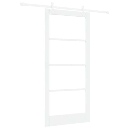 Sliding Door White 93 x 202 cm Solid Pine Wood and Glass