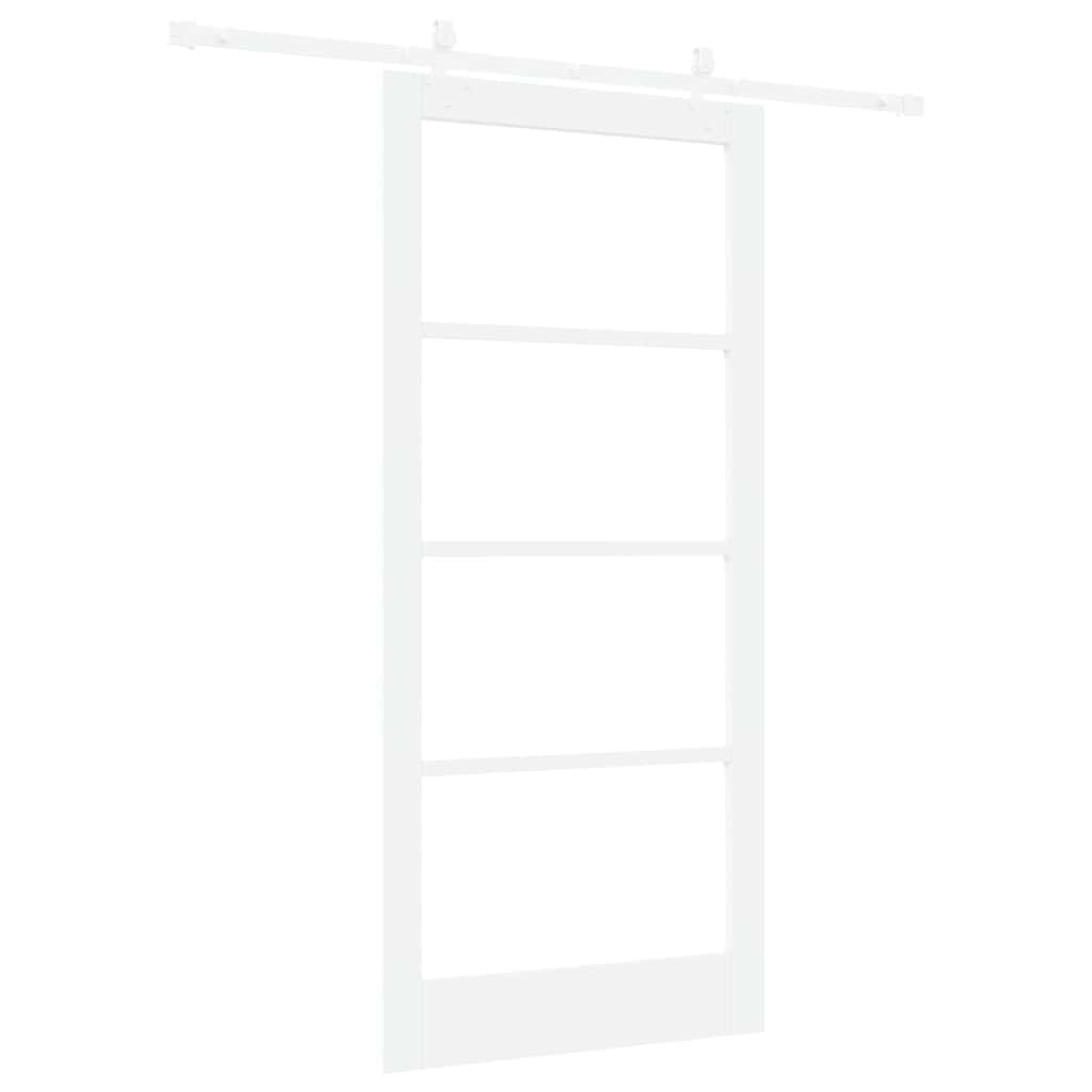 Sliding Door White 93 x 202 cm Solid Pine Wood and Glass