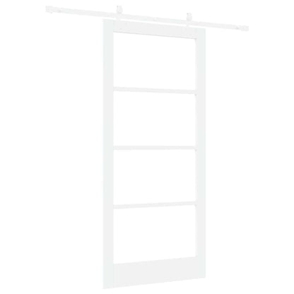 Sliding Door White 93 x 202 cm Solid Pine Wood and Glass