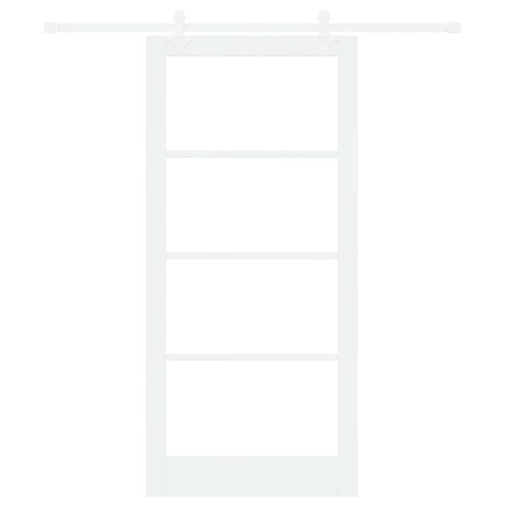 Sliding Door White 93 x 202 cm Solid Pine Wood and Glass