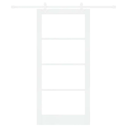 Sliding Door White 93 x 202 cm Solid Pine Wood and Glass