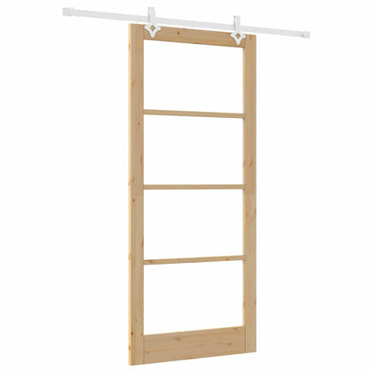 Sliding Door Natural 93 x 211 cm Solid Pine Wood and Glass