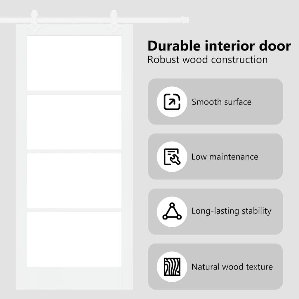 Sliding Door White 93 x 211 cm Solid Pine Wood and Glass