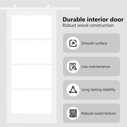 Sliding Door White 93 x 211 cm Solid Pine Wood and Glass