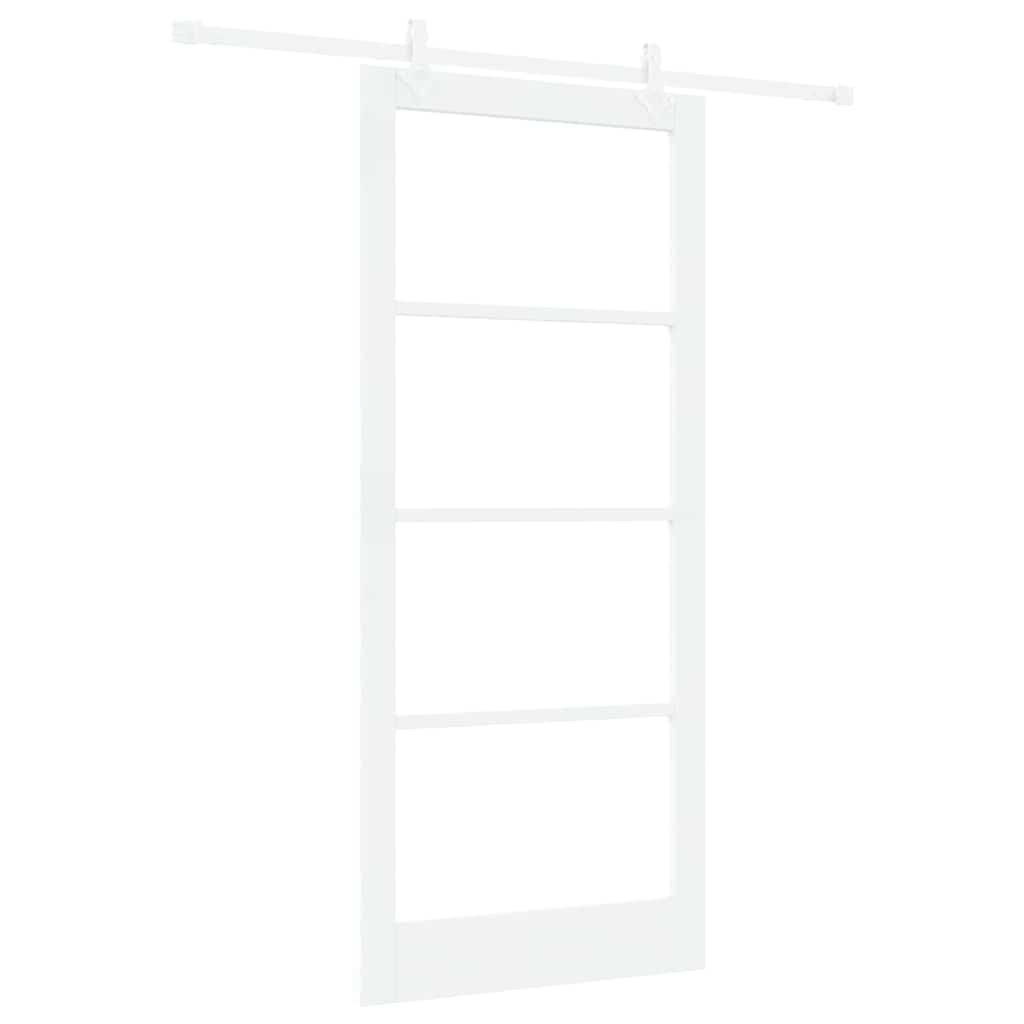 Sliding Door White 93 x 211 cm Solid Pine Wood and Glass