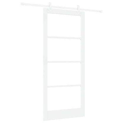 Sliding Door White 93 x 211 cm Solid Pine Wood and Glass