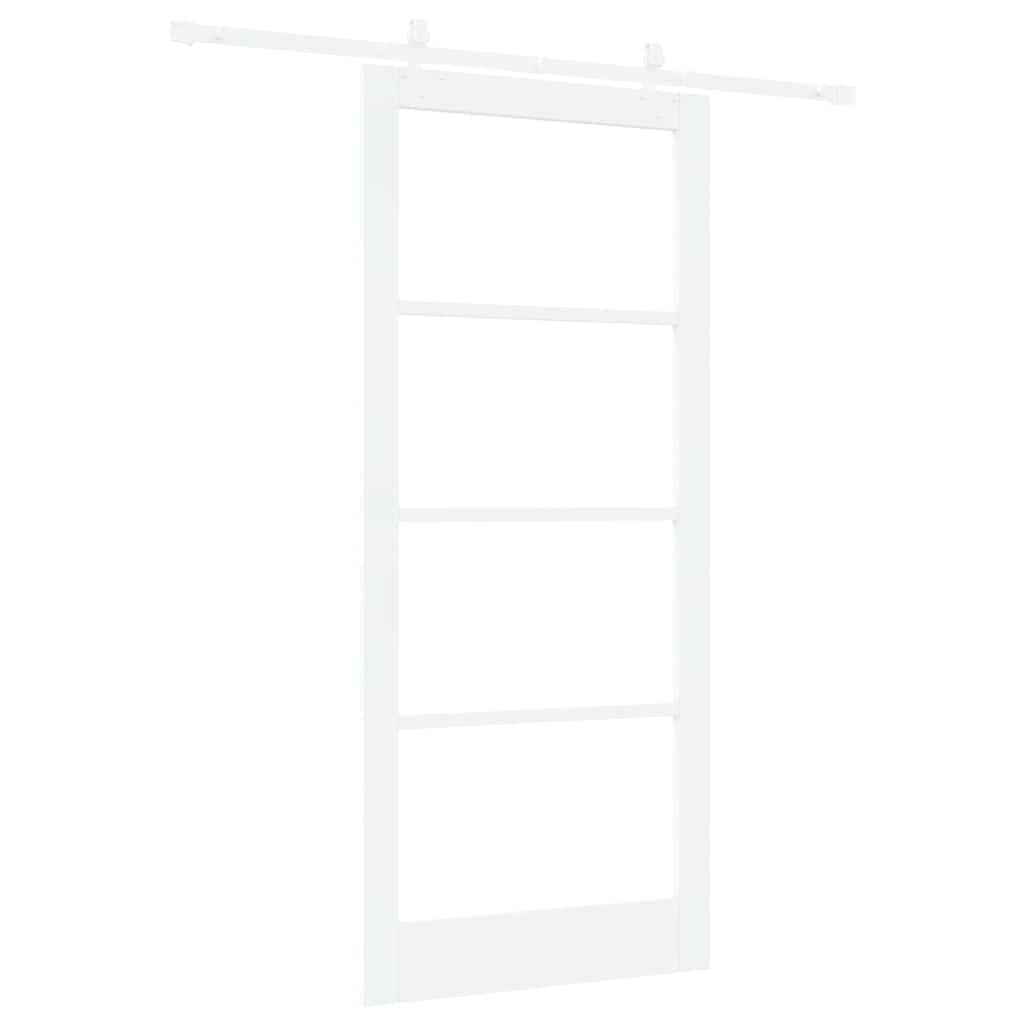 Sliding Door White 93 x 211 cm Solid Pine Wood and Glass