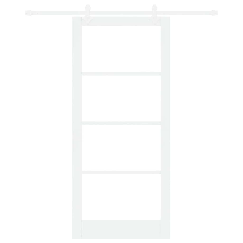 Sliding Door White 93 x 211 cm Solid Pine Wood and Glass