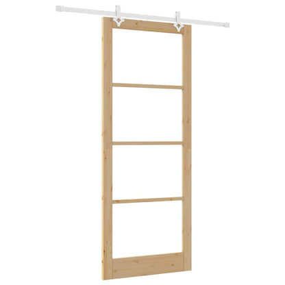 Sliding Door Natural 93 x 232 cm Solid Pine Wood and Glass