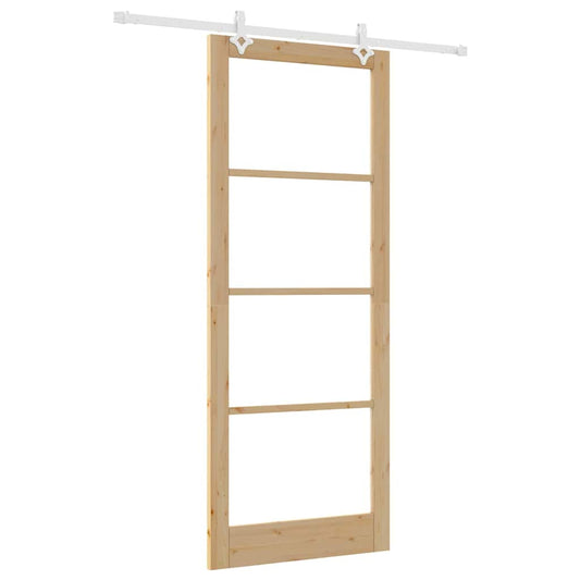 Sliding Door Natural 93 x 232 cm Solid Pine Wood and Glass